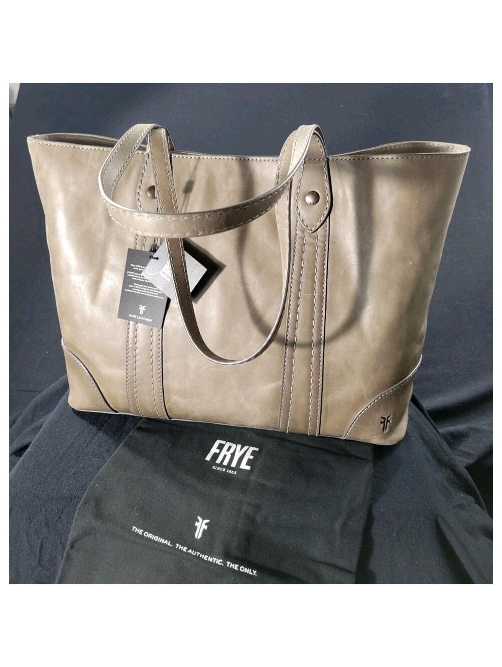 Frye Tote Bag Melissa Shopper Shoulder Shadow Gray Leather Purse NWT $358